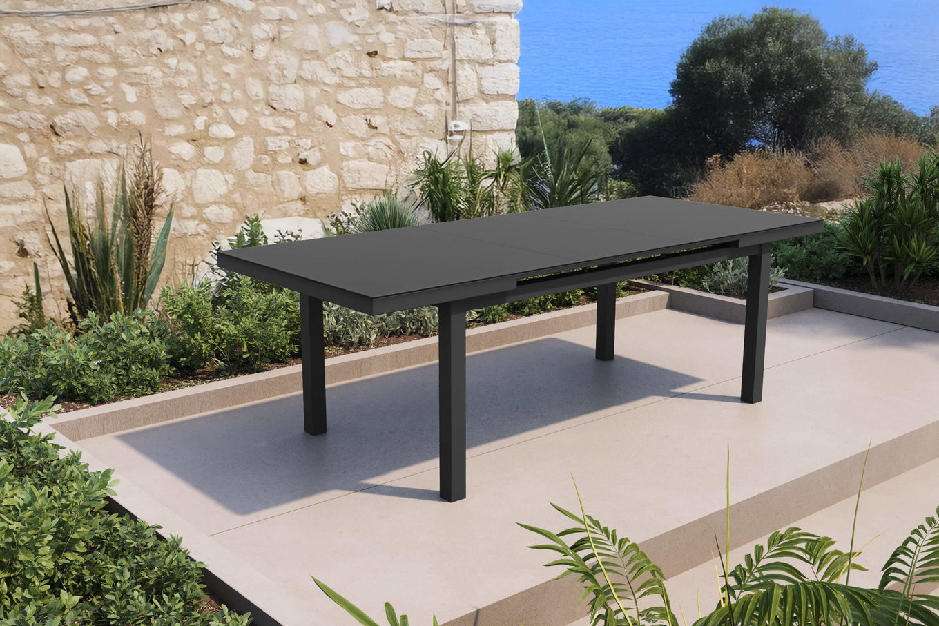 OUTFLEXX Premium Ausziehtisch, anthrazit/grau, Aluminium/Glas, 180/240x100cm, automatischer Ausziehmechanismus 21876__3