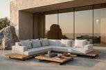 OUTFLEXX Icon Gartenlounge, hellgrau, Alu/Olefin, Tisch 120 x 120 cm, inkl. 5 Dekokissen, FSC®-zertifiziertes Produkt