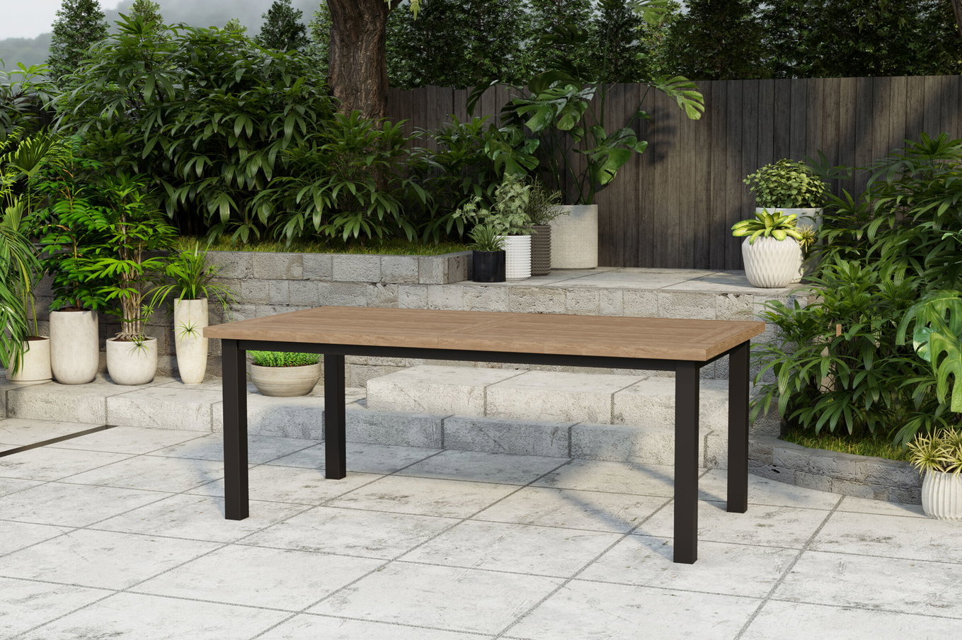 OUTFLEXX Oxford Ausziehtisch, anthrazit/natur, Edelstahl/recycled Teak, 200/260 x 100 cm 23516__1