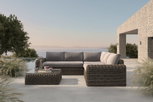 OUTFLEXX Ecklounge, grau/braun, Olefin/Polyrattan, für 5 Personen, inkl. Polster
