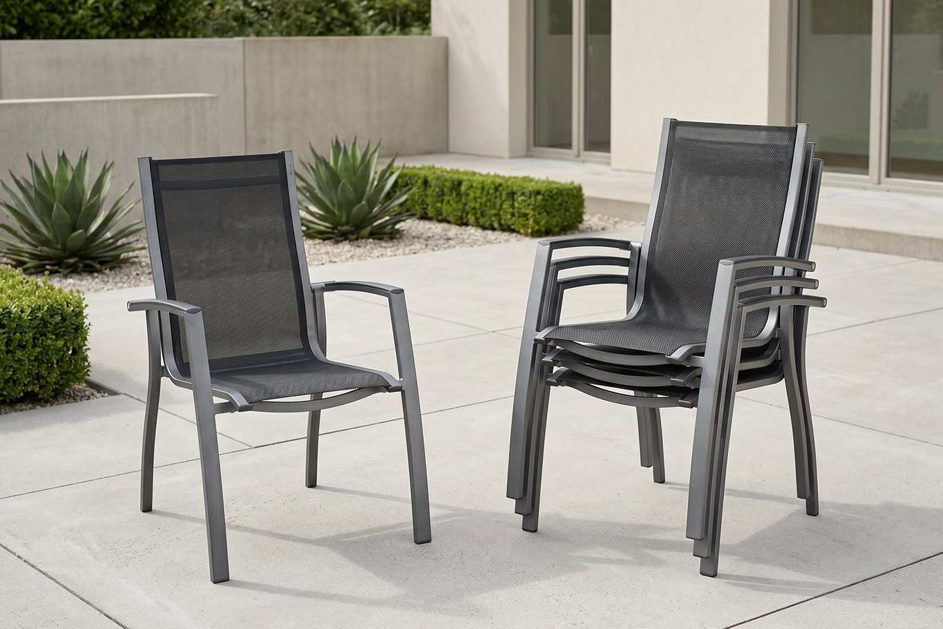 Kettler Altura 4er-Set Stapelsessel, anthrazit/anthrazit, 0302102-7100
