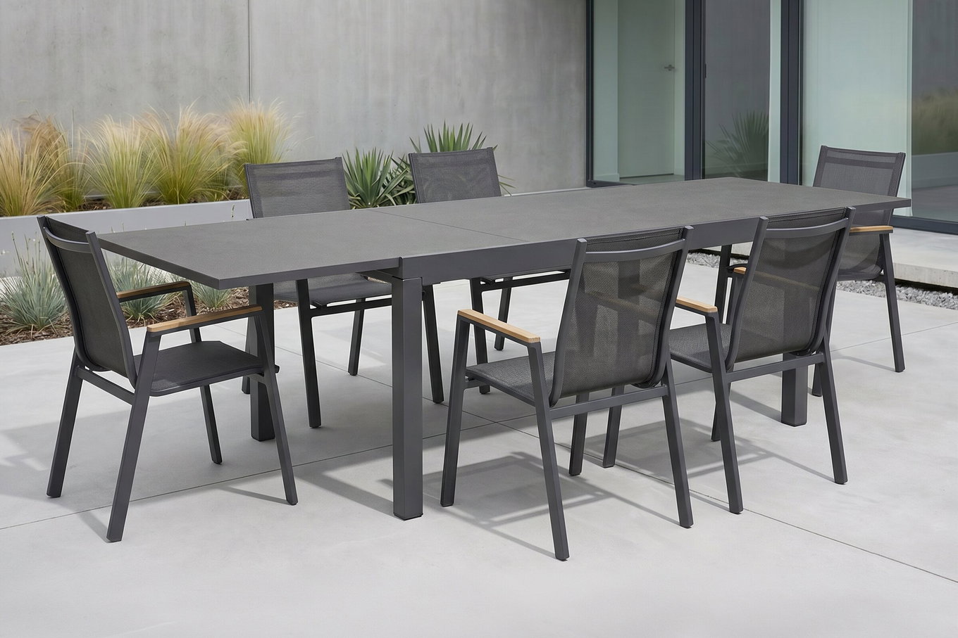 HARTMAN Garten-Essgruppe, xerix-anthrazit, Alu/HPL, 260/160x90 cm, 6 Sessel