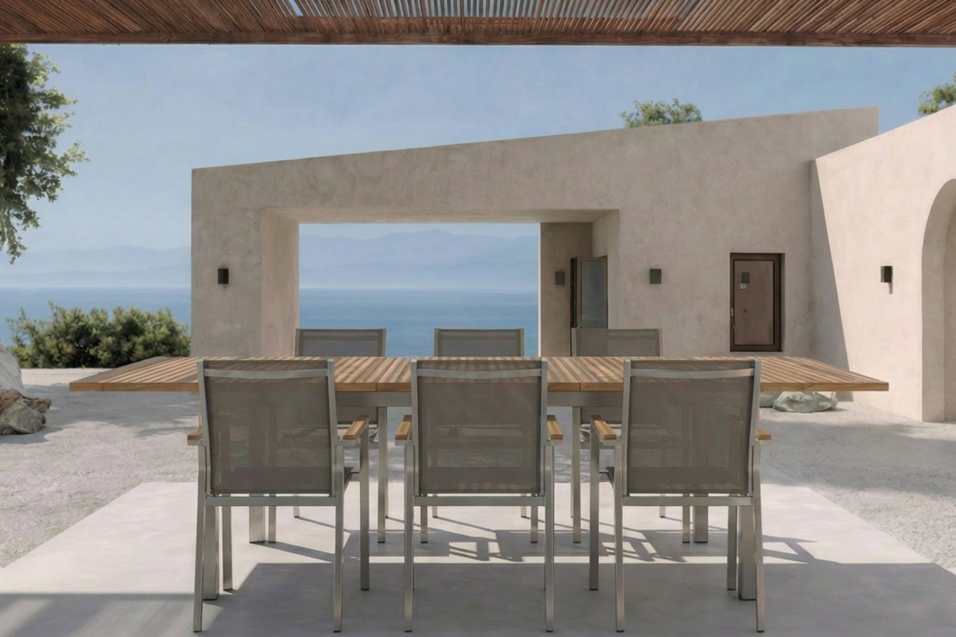 STERN Cardiff Garten-Essgruppe, taupe/grau, Edelstahl/Textil, 162/220 x 90 cm, 6 Pers., Teakholz STERN Cardiff Garten-Essgruppe, taupe/grau, Edelstahl/Textil, 162/220 x 90 cm, 6 Pers., Teakholz