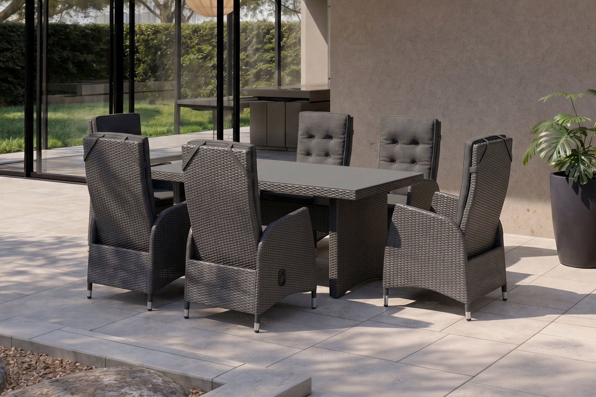 OUTFLEXX Malta Garten-Essgruppe, 6 Personen, inkl. Polster, 200x95cm, Alu/Polyrattan OUTFLEXX Malta Garten-Essgruppe, 6 Personen, inkl. Polster, 200x95cm, Alu/Polyrattan