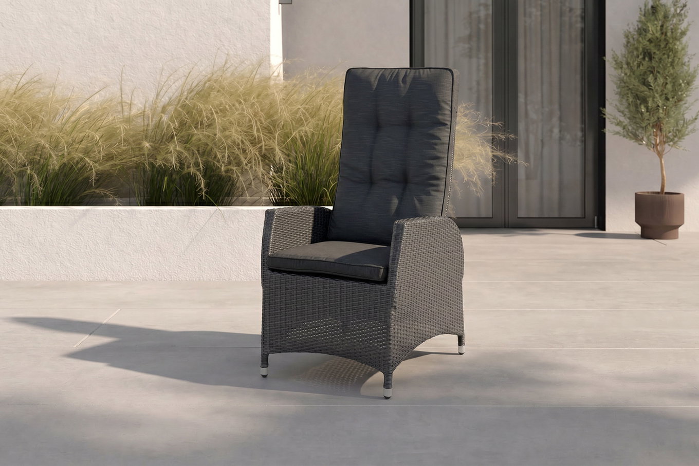 OUTFLEXX Rocking Gartensessel, verstellbar, inkl. Polster, Polyrattan, 60x68x110 cm
