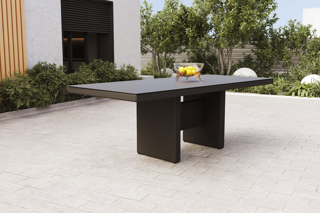OUTFLEXX Rocking Esstisch | 220 x 100 cm | Glasplatte