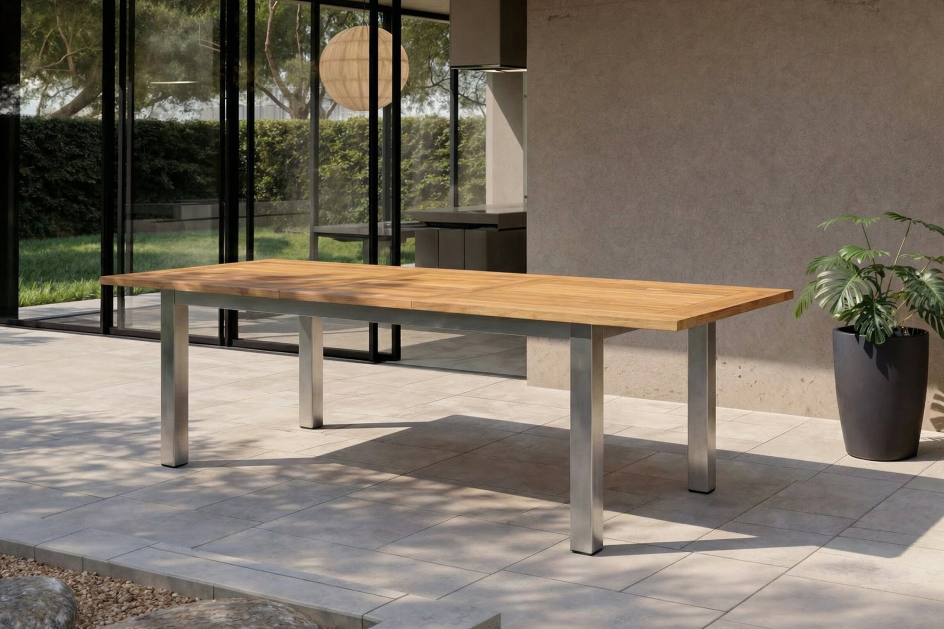 OUTFLEXX Ausziehtisch, Edelstahl/recyceltes Teak, 200/260x100cm, rustikal gebürstet, FSC®-zertifiziertes Produkt OUTFLEXX Ausziehtisch, Edelstahl/recyceltes Teak, 200/260x100cm, rustikal gebürstet, FSC®-zertifiziertes Produkt