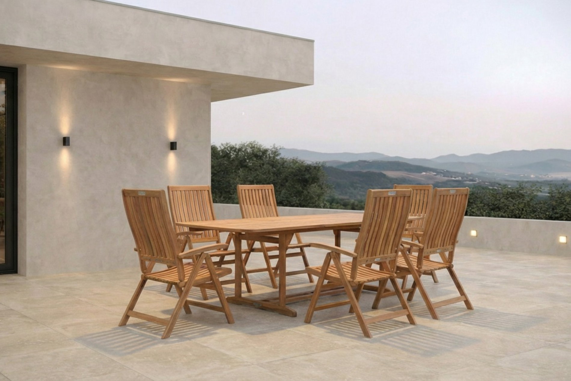 OUTFLEXX Garten-Essgruppe, natur, Akazie, Ausziehtisch 150/200 x 90 cm, 6 Klappstühle, FSC®-zertifiziertes Produkt OUTFLEXX Garten-Essgruppe, natur, Akazie, Ausziehtisch 150/200 x 90 cm, 6 Klappstühle, FSC®-zertifiziertes Produkt