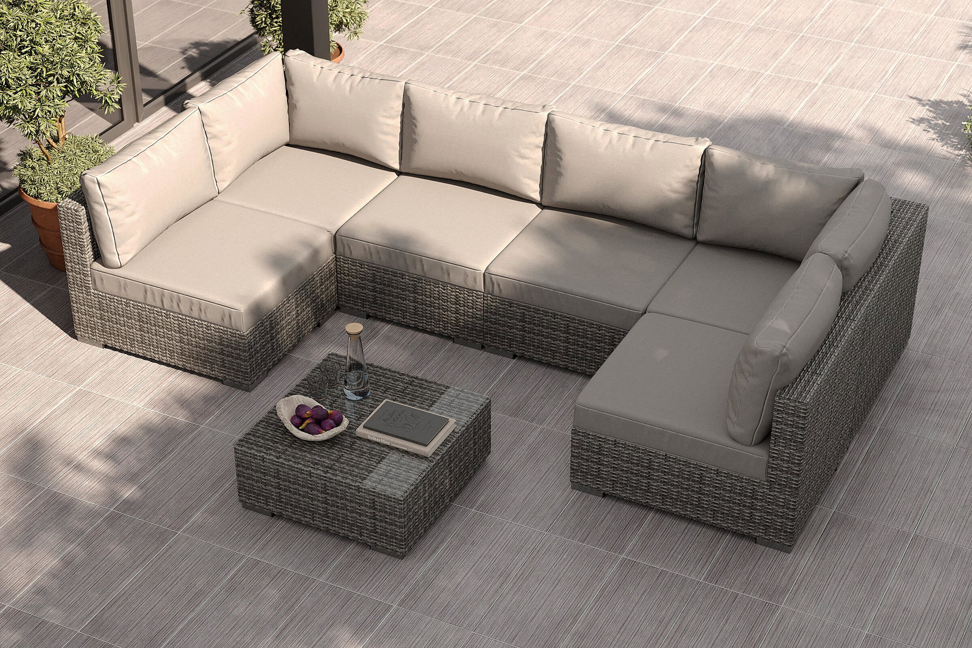 OUTFLEXX Tiago Gartenlounge f&uuml;r 6 Personen, langlebiges Material, robust, witterungsbest&auml;ndig