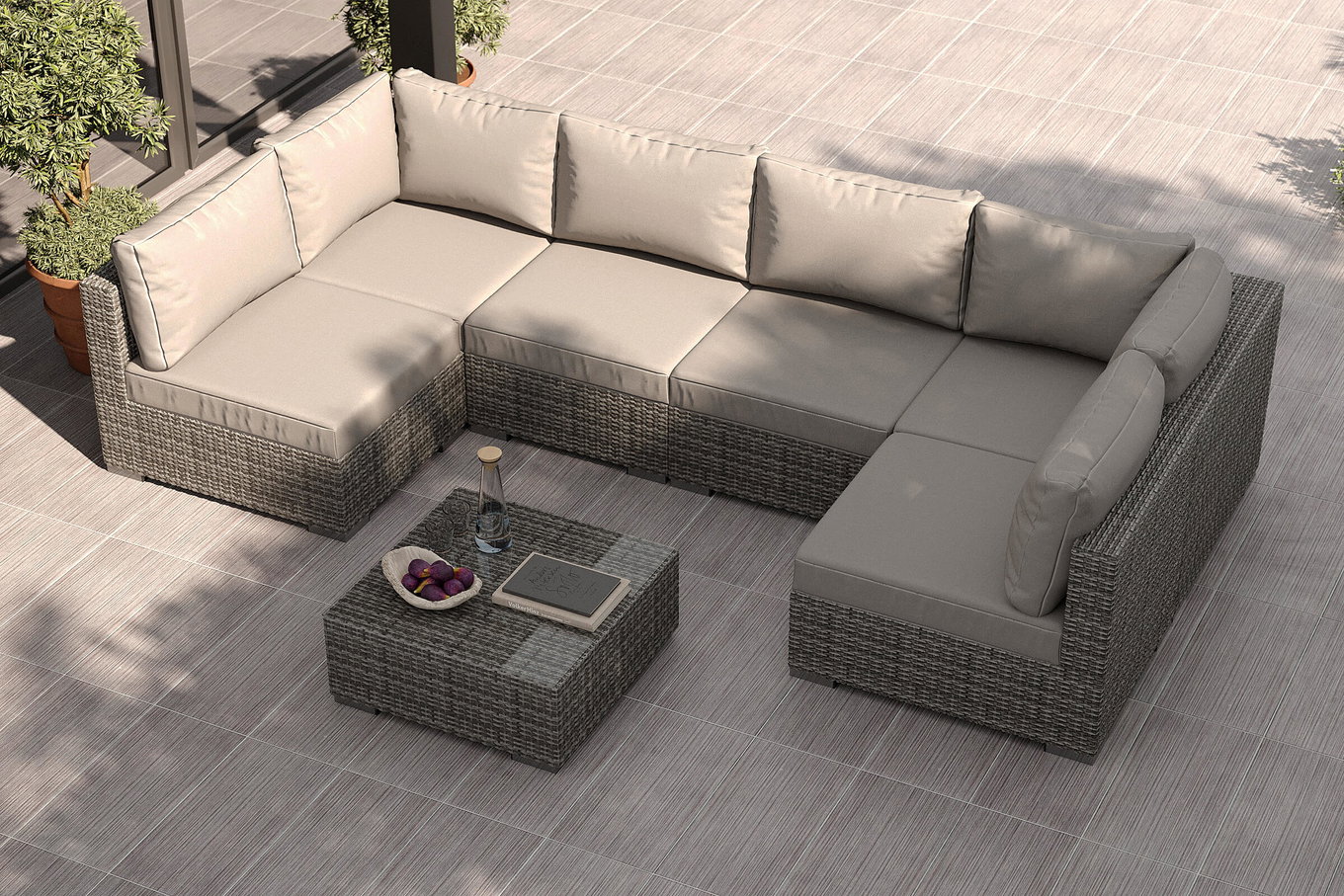 B-Ware: OUTFLEXX Tiago Gartenlounge für 6 Personen, langlebiges Material, robust, witterungsbeständig