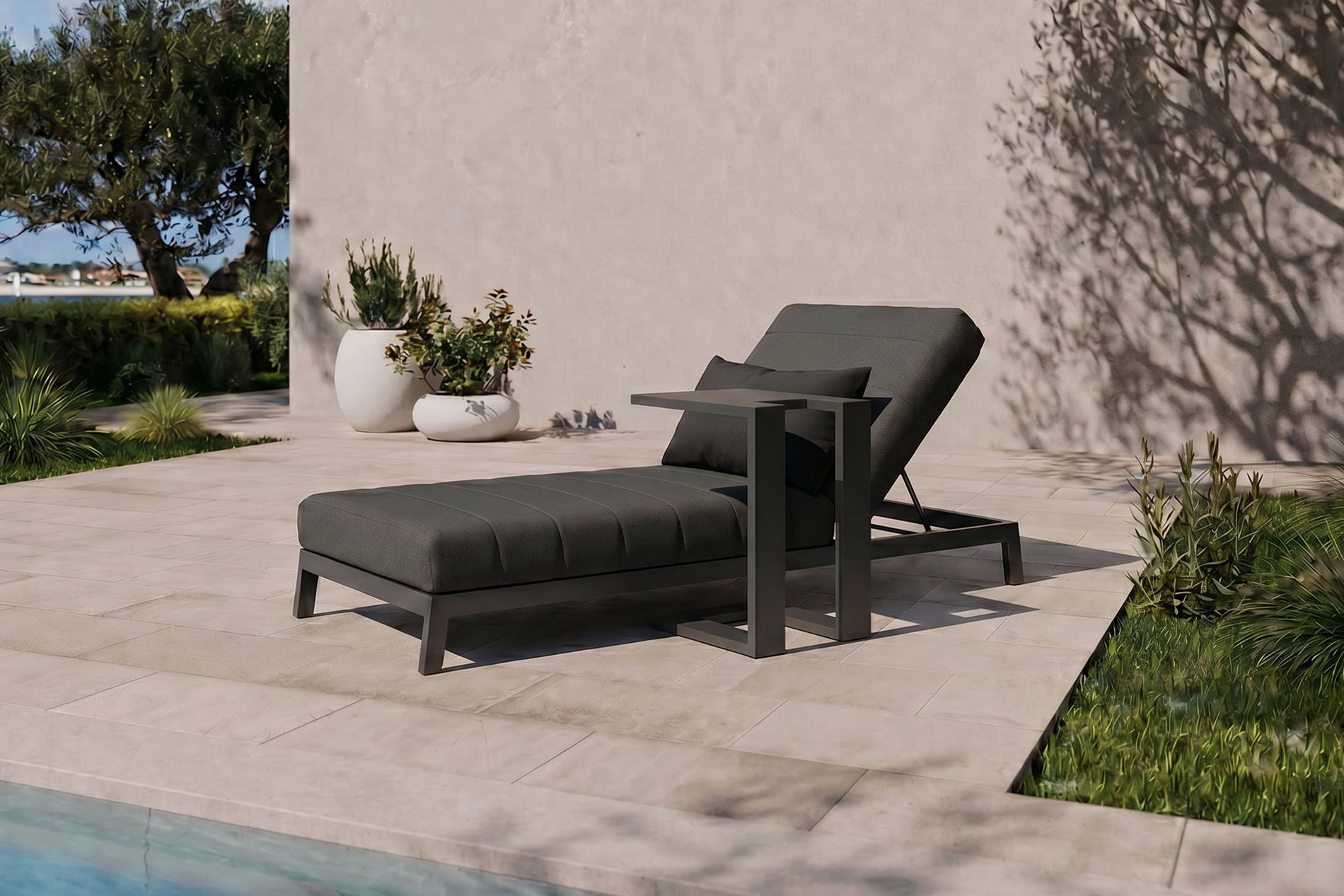 OUTFLEXX Bite Gartenliegen-Set, anthrazit/grau, Aluminium/Polyester, 205 x 90 cm, schnelltrocknend, rostfreies Material, Kissen inklusive OUTFLEXX Bite Gartenliegen-Set, anthrazit/grau, Aluminium/Polyester, 205 x 90 cm, schnelltrocknend, rostfreies Material, Kissen inklusive