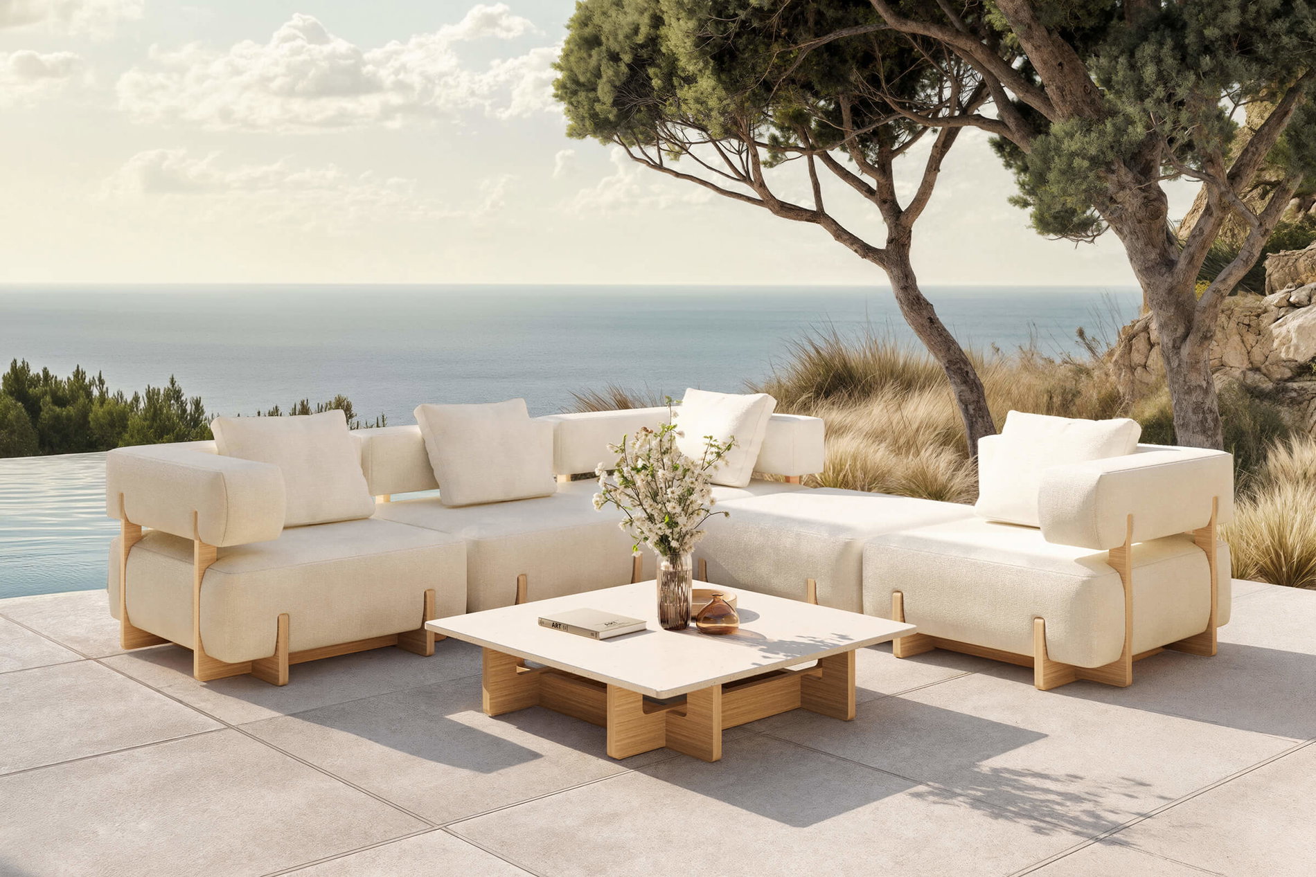 ploss Epoque M Gartenlounge, beige/cloud weave, Alu/Polyester/Schaumstoff, inkl. Polster