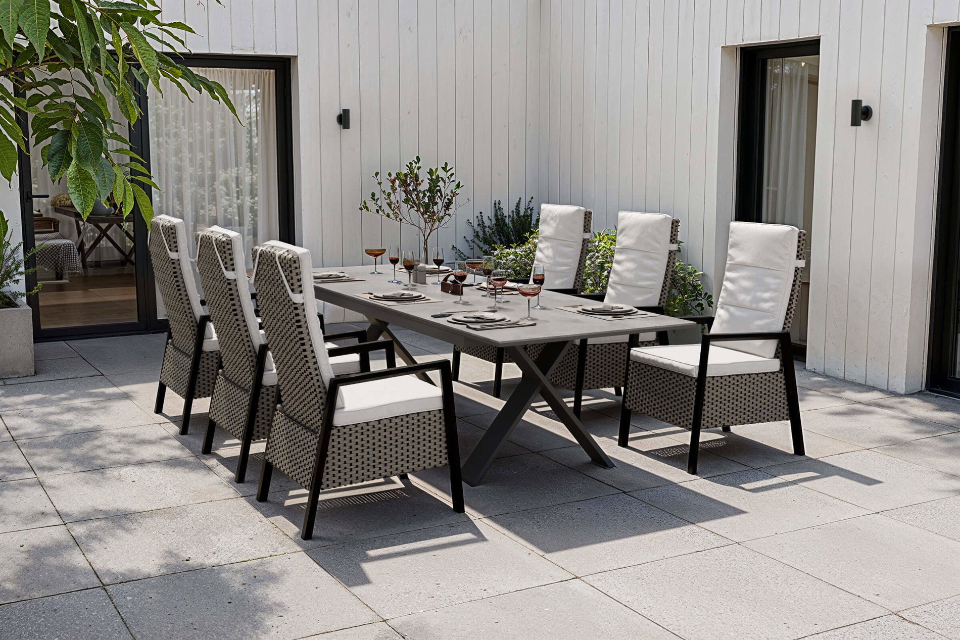 HARTMAN Xanadu Garten-Essgruppe, anthrazit/grau, Alu/Polyrattan, Tischplatte ausziehbar 220/280 x 100 cm, pulverbeschichtet, inkl. 6 Sessel HARTMAN Xanadu Garten-Essgruppe, anthrazit/grau, Alu/Polyrattan, Tischplatte ausziehbar 220/280 x 100 cm, pulverbeschichtet, inkl. 6 Sessel
