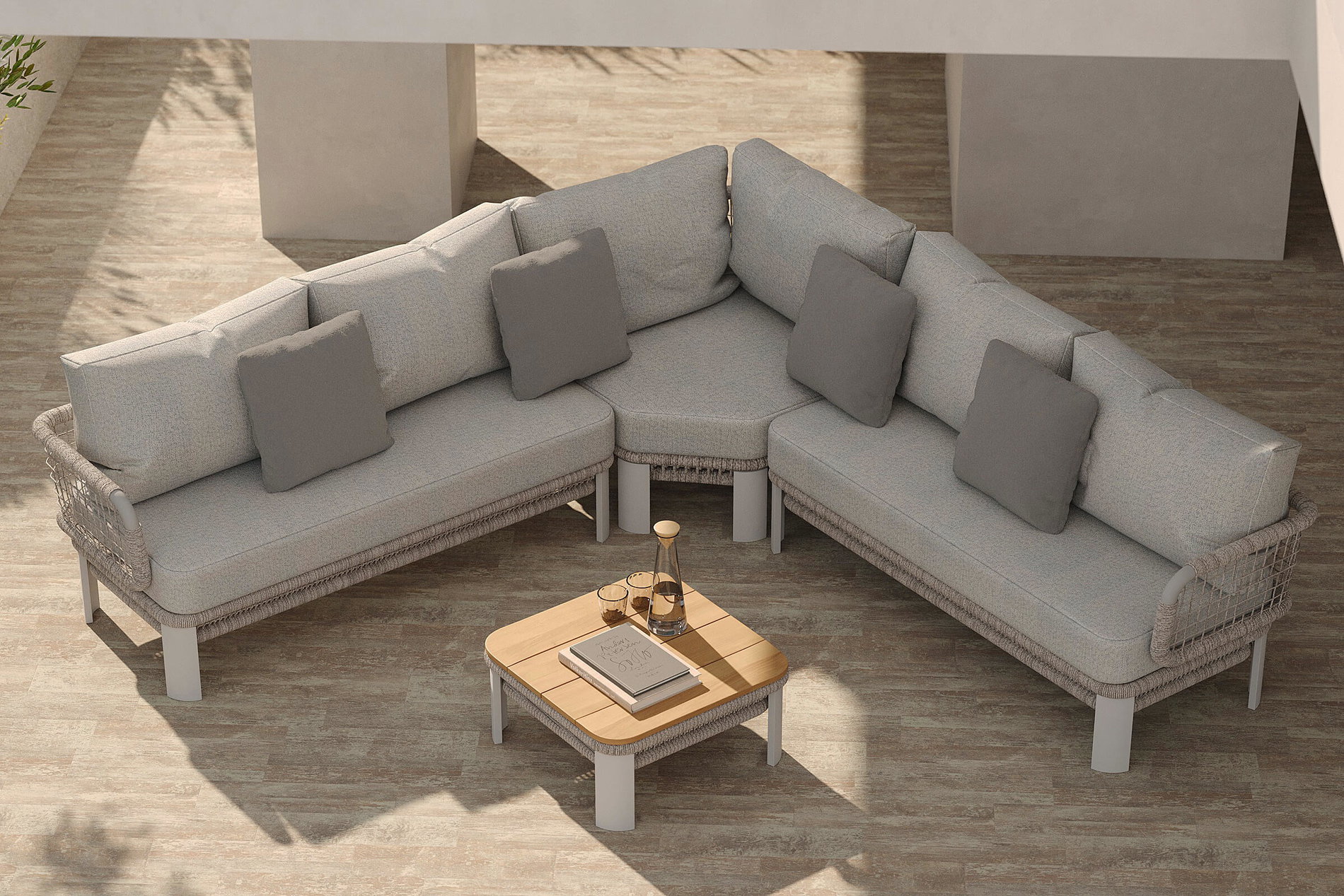 OUTFLEXX Altea Gartenlounge für 5 Personen, grau, Alu/Rope/Polyester, inkl. Tisch OUTFLEXX Altea Gartenlounge für 5 Personen, grau, Alu/Rope/Polyester, inkl. Tisch