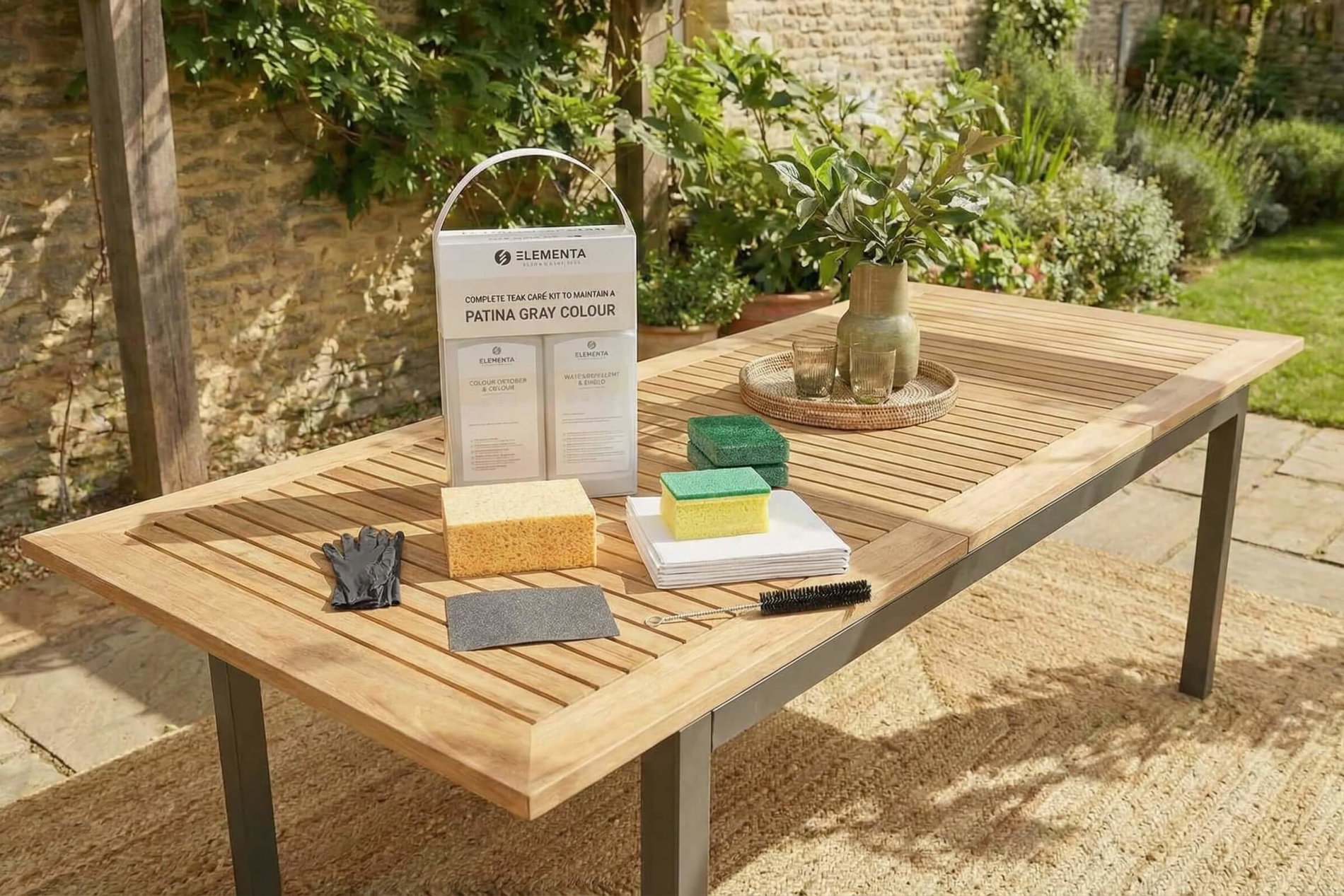 ELEMENTA Teak Kits 3-in-1 Box Pflegemittel, Holz & Hartholz, 2x 1000 ml, Cleaner & Shield ELEMENTA Teak Kits 3-in-1 Box Pflegemittel, Holz & Hartholz, 2x 1000 ml, Cleaner & Shield
