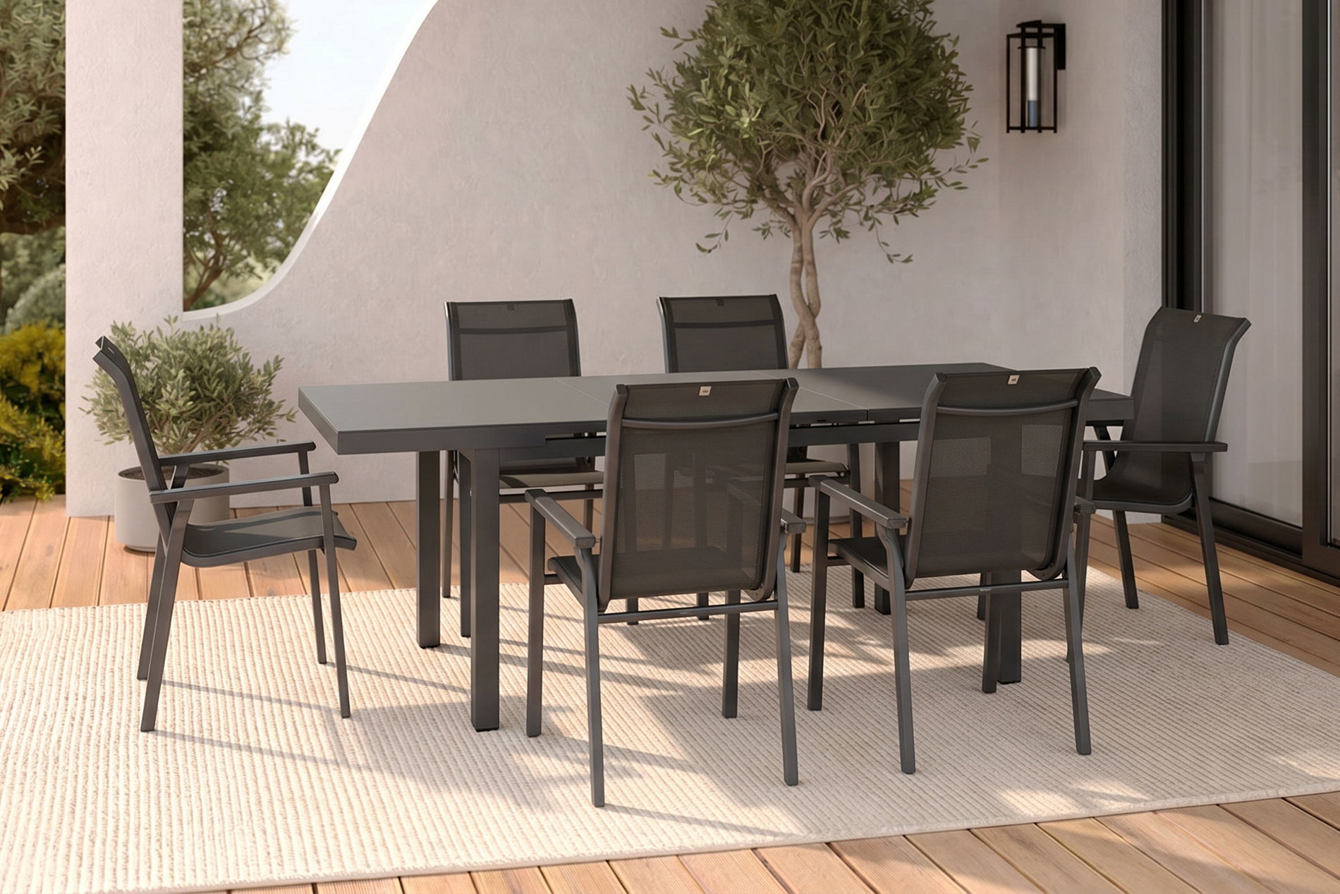 KETTLER BasicPlus Pro Garten-Essgruppe, 6 Personen, ausziehbar, 180-240cm, Alu/Glas/Textilene KETTLER BasicPlus Pro Garten-Essgruppe, 6 Personen, ausziehbar, 180-240cm, Alu/Glas/Textilene