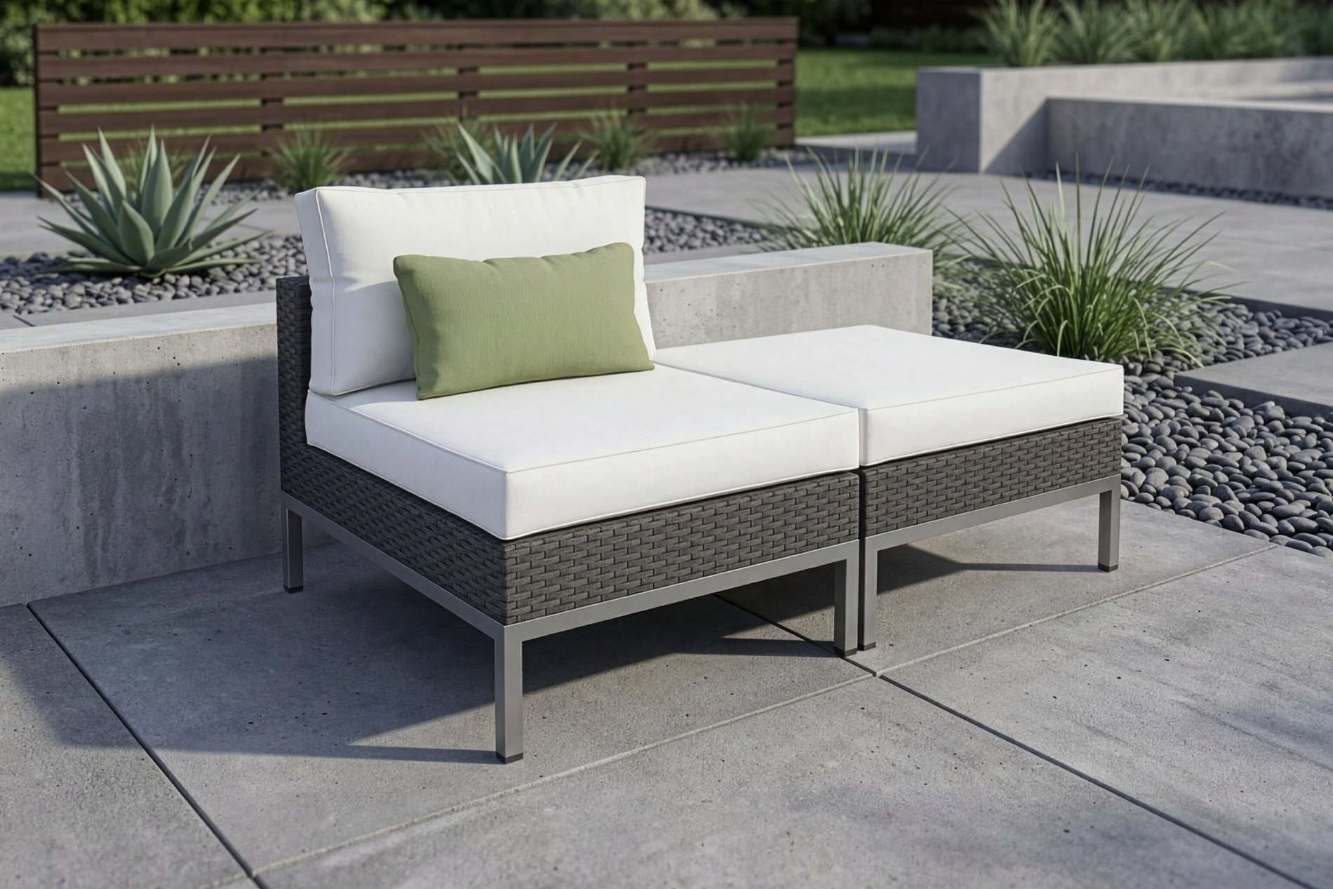 LIVING ZONE Silva Mini Gartenlounge, braun/creme, Polyrattan/Edelstahl, 2-teilig, modular, inkl. Hocker & Dekokissen LIVING ZONE Silva Mini Gartenlounge, braun/creme, Polyrattan/Edelstahl, 2-teilig, modular, inkl. Hocker & Dekokissen
