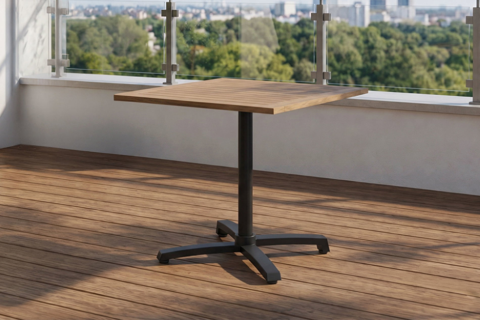 STERN Livorno 2 Klapptisch, anthrazit, Aluminium/Old Teak, 80 x 80 cm, klappbar, Kreuzfußgestell STERN Livorno 2 Klapptisch, anthrazit, Aluminium/Old Teak, 80 x 80 cm, klappbar, Kreuzfußgestell