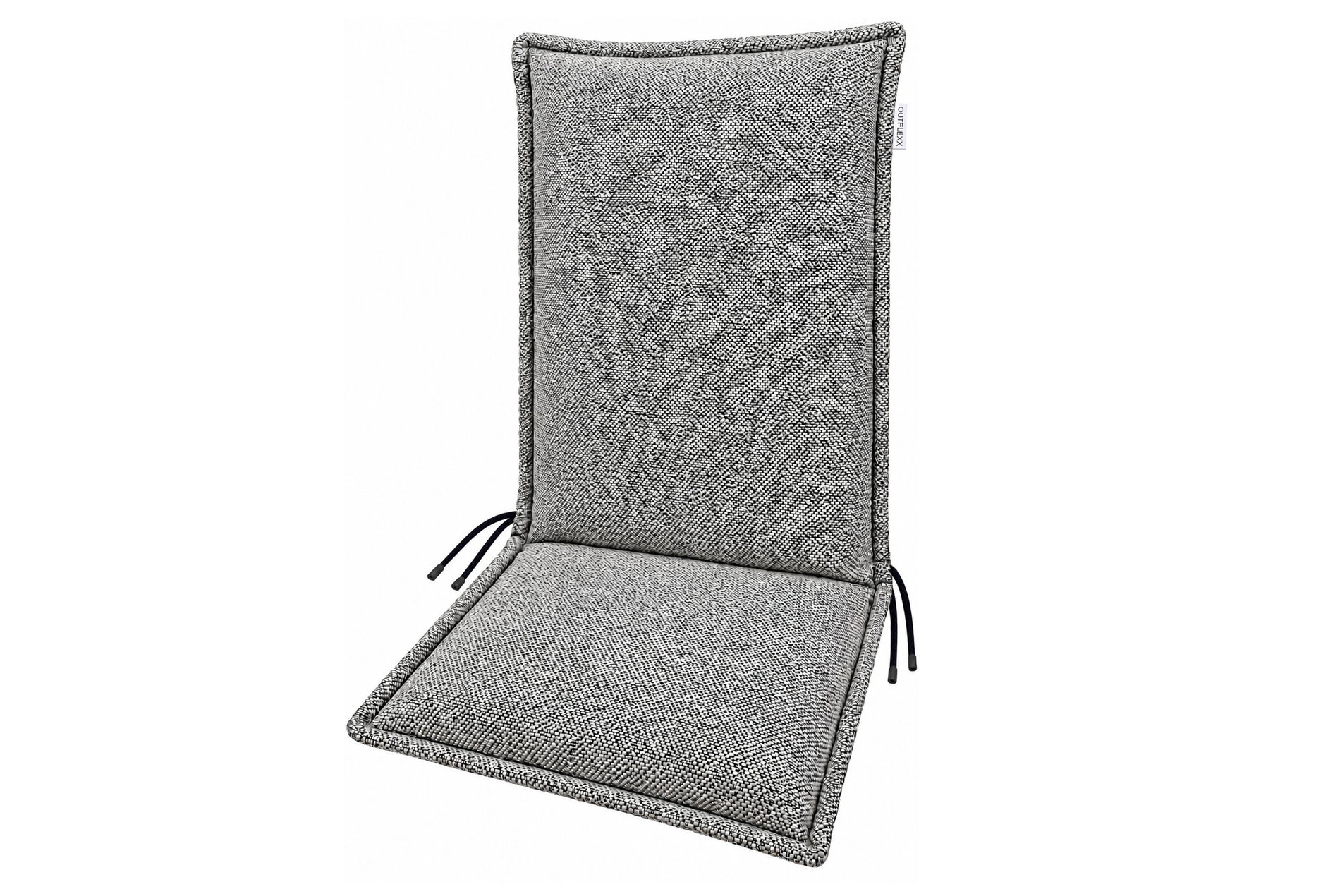 OUTFLEXX Select Premium Hochlehner-Auflage, anthrazit, Bouclé aus Polyester, 120 x 50 x 7 cm, mit Rückengurt und Seitenbändern