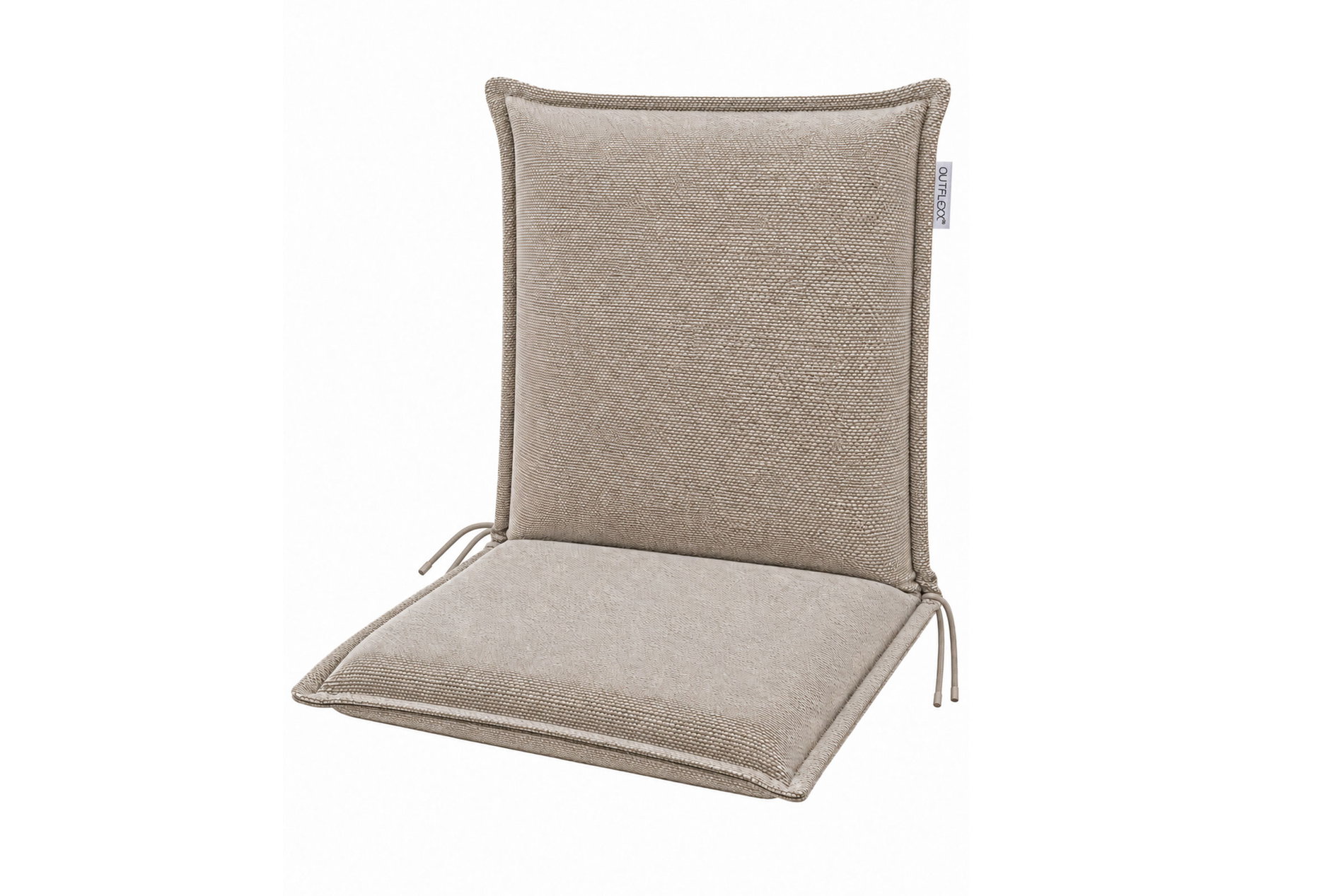 OUTFLEXX Select Premium Niedriglehner-Auflage, sand, Bouclé aus Polyester, 100 x 50 x 7 cm, mit Rückengurt und Seitenbändern