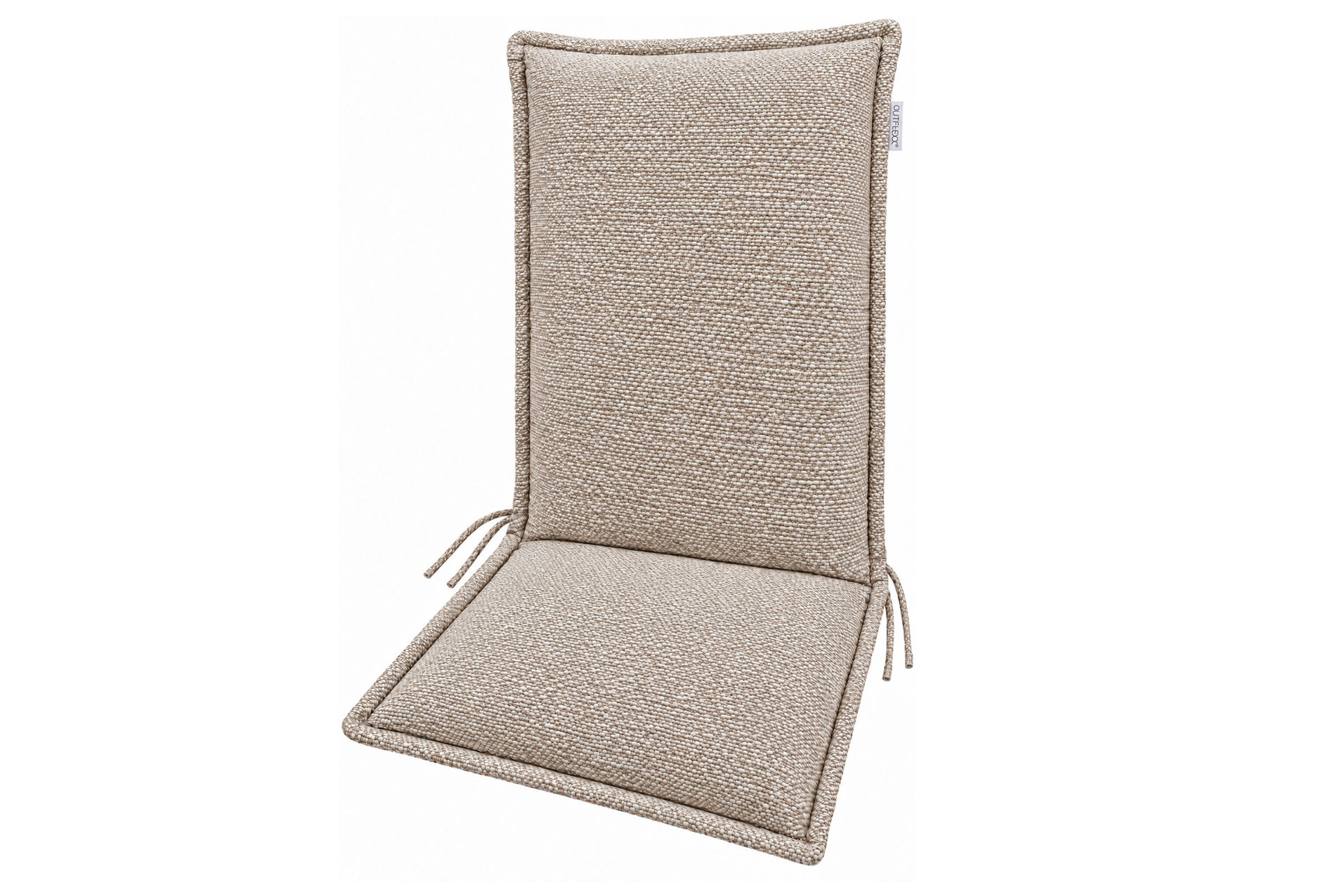 OUTFLEXX Select Premium Hochlehner-Auflage, sand, Bouclé aus Polyester, 120 x 50 x 7 cm, mit Rückengurt und Seitenbändern