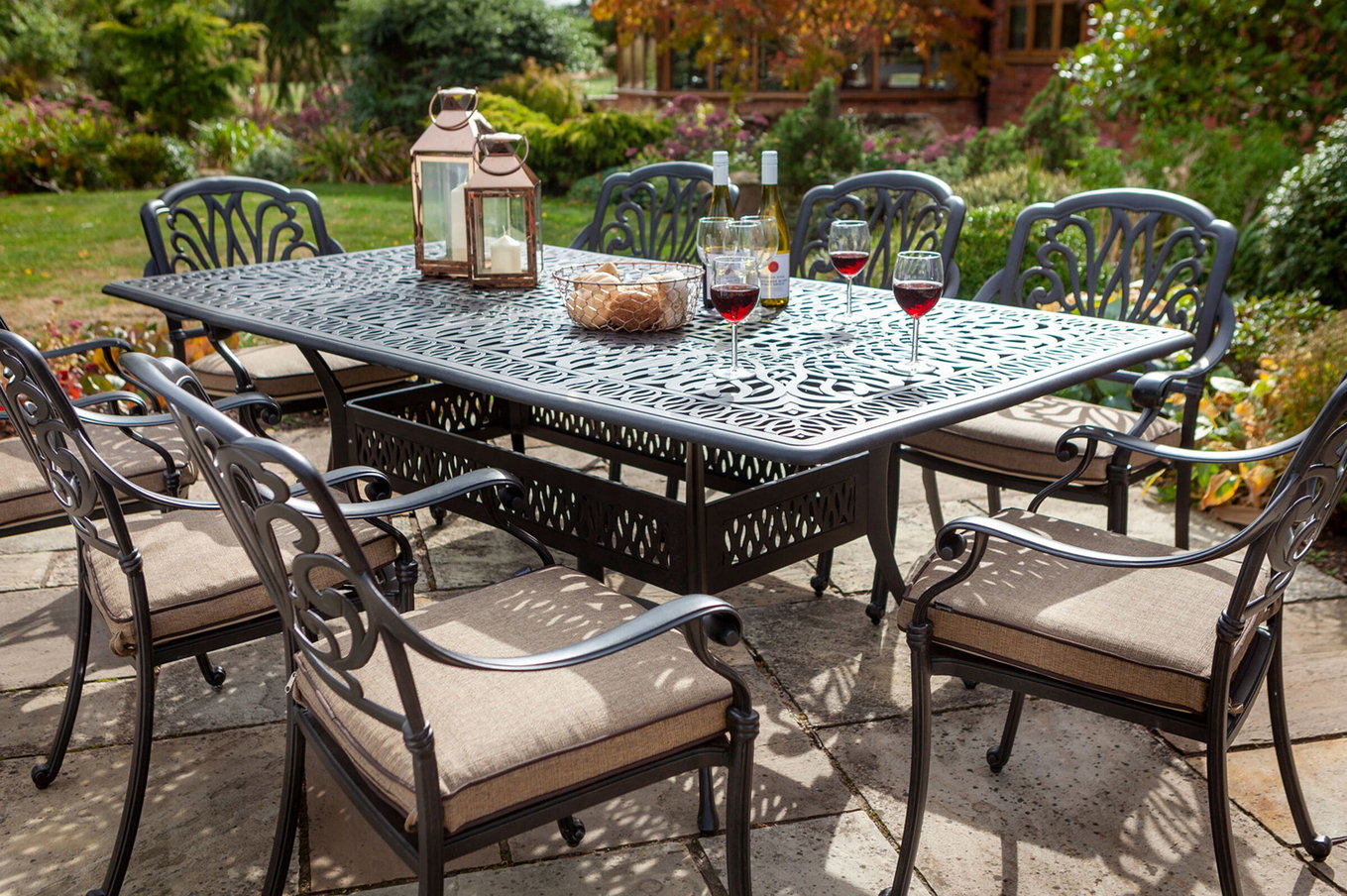 HARTMAN Amalfi Garten-Essgruppe, bronze, Alu-Guss, 8 Diningsessel 23312__1