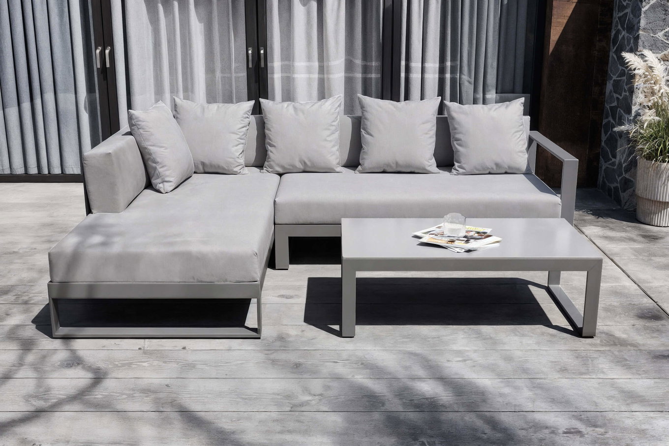 OUTFLEXX Willis Ecklounge, silber, Aluminium/Polyester, 5 Personen, inkl. Beistelltisch 20131__1