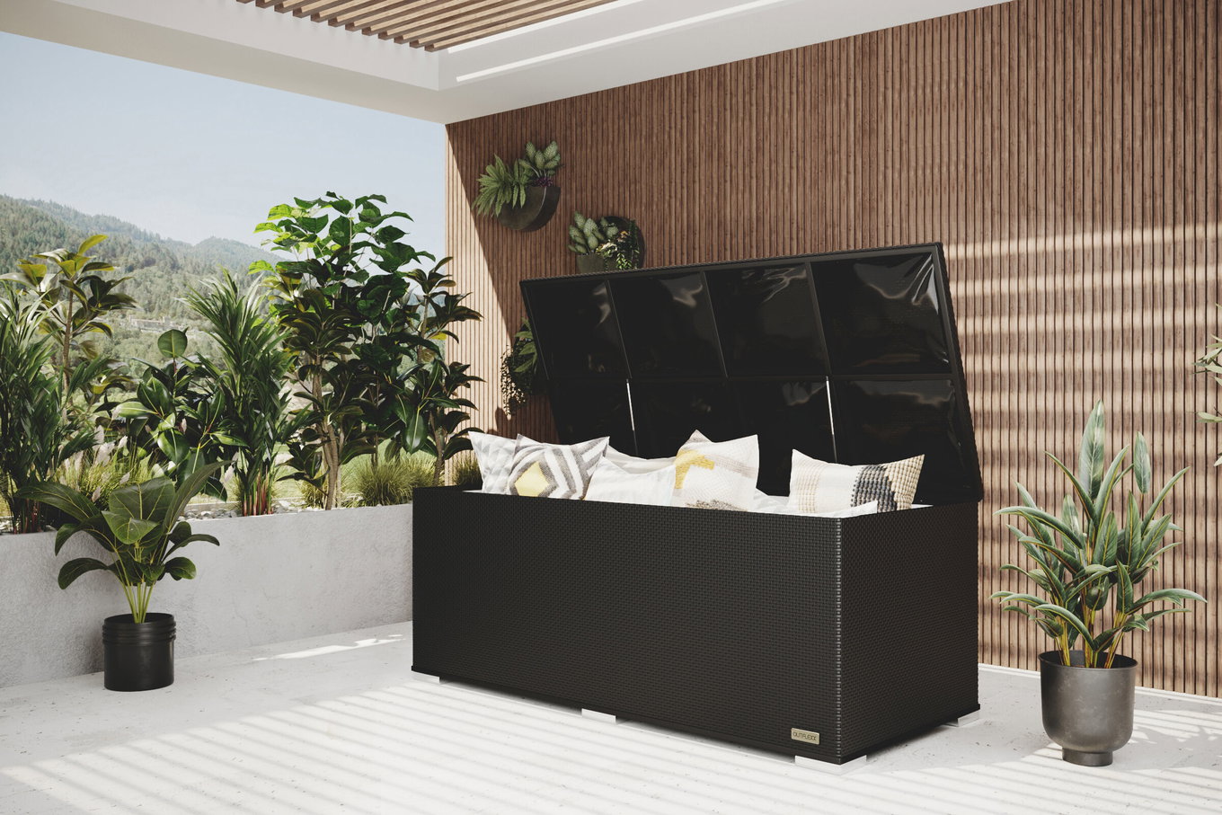 OUTFLEXX Kissenbox, schwarz, Polyrattan, 204x94x75cm 1316__1